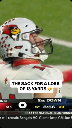 NCAA FCS Football on Instagram: "BOOM 💥💥💥 @mason.kap of @isuredbirdfb gets the sack for a Montana State loss of 13 yards. #FCSChampionship x 🎥 ESPN"