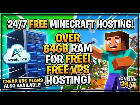 Free Minecraft Server & VPS Hosting 24/7 🚀 Over 64GB RAM Options | Best Cheap Hosting | AvenixHost