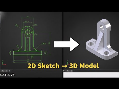 How to Create 3D Model from 2D Sketch in CATIA V5 | CATIA V5 beginner series tutorial
