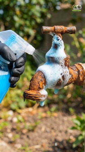 Neon Blue Foam vs 100% Rusted Faucet ⚡️Rust Removal Faucet Transformation #Shorts