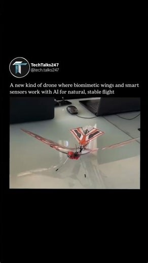 A new kind of drone where biomimetic wings and smart sensors work with AI for natural, stable flight