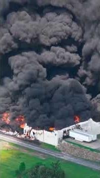 Drone footage shows massive warehouse fire in Virginia #shorts