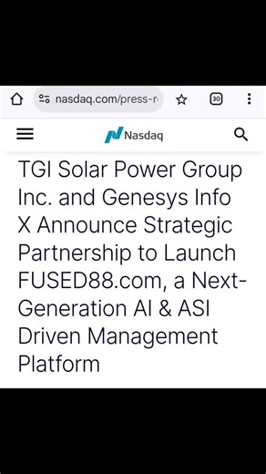Genesys Info X on Instagram: "We are thrilled to announce that Genesys Info X has officially partnered with TGI Solar Power Group Inc., a top-listed US company, to drive innovation in Next-Generation AI Solutions! This strategic collaboration combines GIX’s cutting-edge technology expertise with TGI Solar Power Group Inc’s strong industry presence to unlock new opportunities in sustainable tech and intelligent automation. 🌍 Proud to share that this news has been featured on one of the world’s l