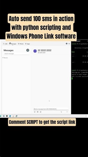 Auto send 100 sms from excel file data with python scripting and Windows Phone Link