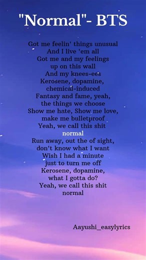 BTS-"Normal" lyrics #shorts #youtubeshorts #bts #lyrics