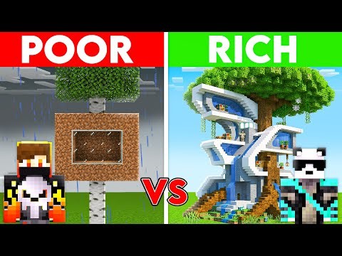 POOR vs RICH: Treehouse Survival Battle in Minecraft!