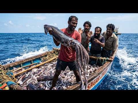 Oh‼️ Giant Squid Invasion! MassiveHaul Stuns Crew 🦑🚤