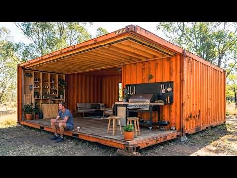 Man Builds Dream Container Home With a Fold-Out Terrace - Start to Finish