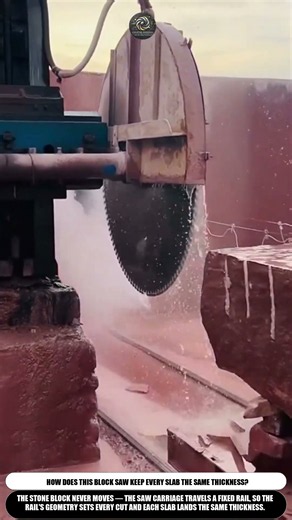 Block Saw Tool Cutting Sandstone to Square Slabs — Creative Rail Sets Every Thickness