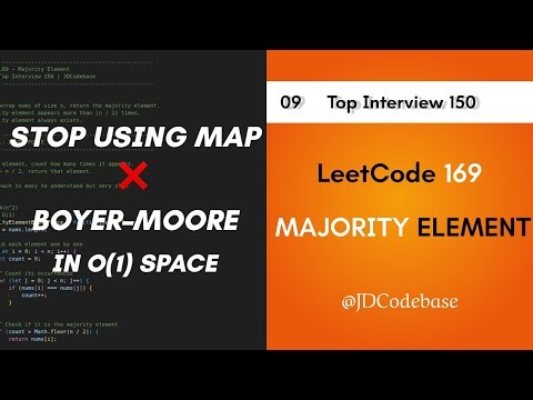 LeetCode 169 - Majority Element | Boyer–Moore Voting | LeetCode Top Interview 150 | JDCodebase