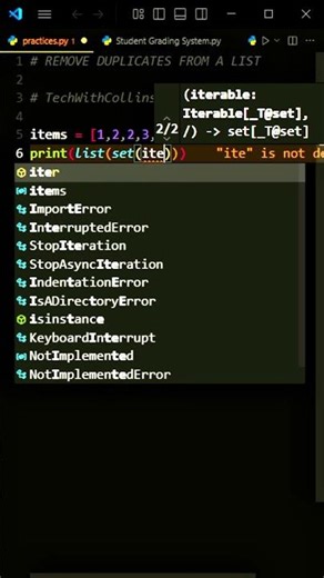 Remove Duplicates from a List in Python (The One You’ve Been Waiting For) 🔁🐍 #coding #python