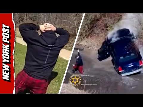 Car Filled With Drugs and Weapons Plunges into Pond During High-Speed Police Chase