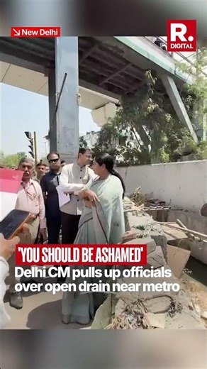 Delhi CM Rekha Gupta Pulls Up Officials Over Open Drain, Inspects PWD Projects In Scorching Heat