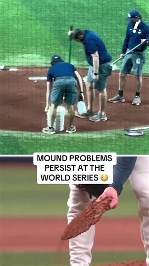 The mound had to be repaired during Game 4 and Game 5 at the Trop 👀 #worldseries #MLB #baseball #brewers #rays