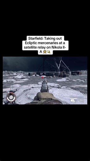 Taking out some Ecliptic mercenaries at a satellite relay while out exploring on the surface of Nikola II-A, the moon of Nikola II, on Starfield 🧑‍🚀🪐. #Starfield #SpaceExploration #StarfieldGame #Xbox #XboxSeriesX
