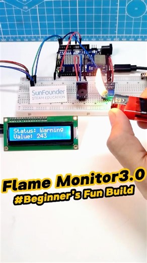 Arduino Flame Detector with LCD and Buzzer #arduino #arduinoproject