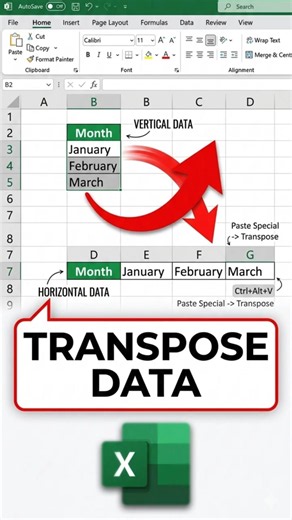 Transpose /Vertical to Horizontal. How to Flip Data Instantly in Excel #Shorts #excel #shortvideo