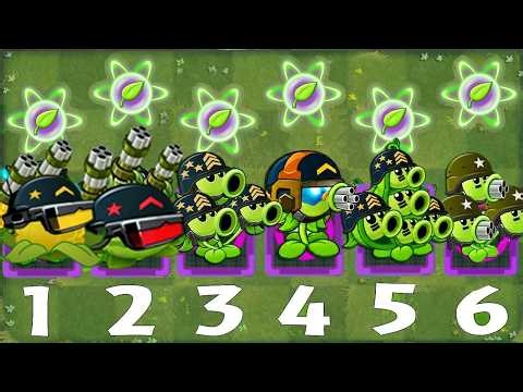 PvZ 2  Gardenless - All New Mega Gatling Pea Fusion vs 10 Tent-headed Adventurer Zombies