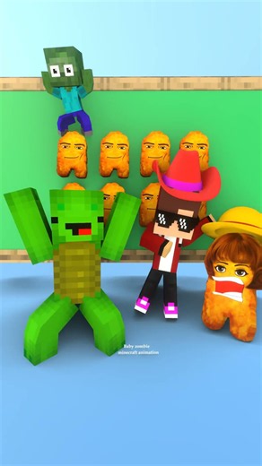 Gegagedigedagedago Help the Nuggets and JJ complete teacher Mikey's challenge 🍗#minecraftanimation
