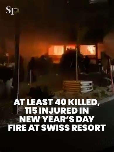 A fire broke out at a crowded bar during a New Year party at a Swiss ski resort in Crans-Montana, killing at least 40 people and injuring 115. #Switzerland #CransMontana #fire #NewYear #StraitsTimes