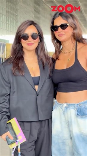 Neha Sharma and Aisha Sharma pose together for the Paps #shorts #nehasharma #aishasharma
