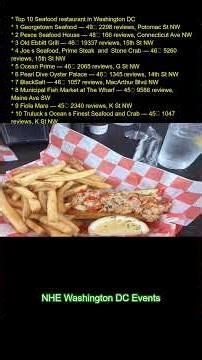 Top 10 Seafood restaurant in Washington DC: 1. Georgetown Seafood — 4.9★ (2298 reviews), Potomac St