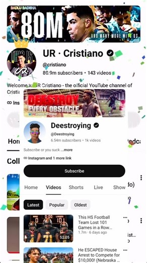 Deestroying VS Ronaldo And YouTube Followers Record Compare Video #shorts #viralvideo #viralshorts