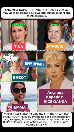 2PM ANG MGA KAPATID NI VICE GANDA. Si Vice ay may apat na kapatid at siya ang bunso sa kanila.