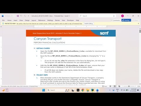 New Perspectives Excel 2019 | Module 9: End of Module Project 1 Canyon Transport