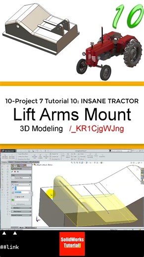 10- 3D Draft |Tractor|: lift arms mount #3d #solidworks #tutorial #cad #engineering #automobile