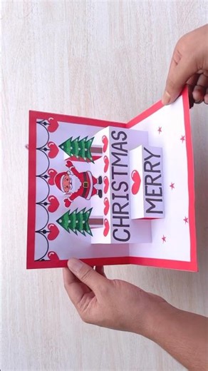 DIY Christmas pop-up card // Christmas greeting card making easy // Merry christmas card #shorts