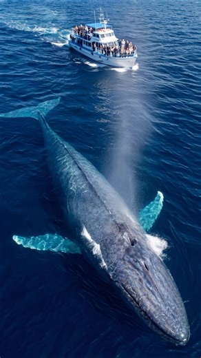 Giant Blue Whale in California 🐋 Breath Explosion Next to Boat! #Shorts #Whale #Ocean #bluewhale