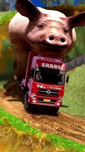 carry a giant heavy pig #mudrunner #snowrunner