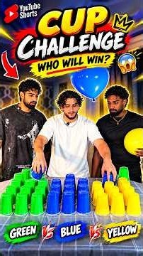 🔥 Who’s winning this cup challenge? 🏆😂 Green, Blue, or Yellow? Watch till the end! #shorts