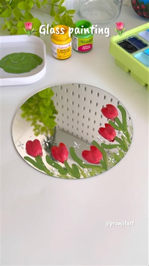 DIY mirror painting 🪞🌷 #painting #shortvideo #aesthetic #glasspainting