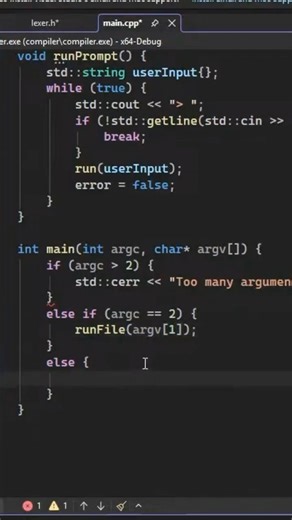 Writing a Custom Compiler in C++ (Step 1: int main) 🛠️ #computerscience #compiler #coding