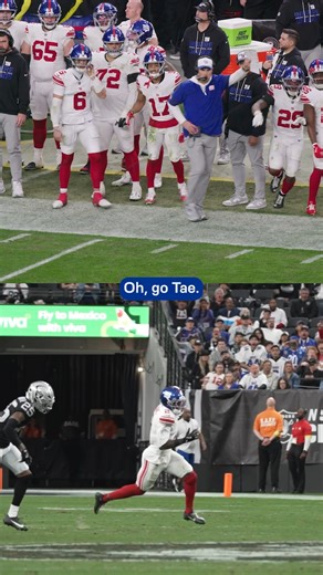 The bench reaction to Tae's kick return 🔥 | New York Giants