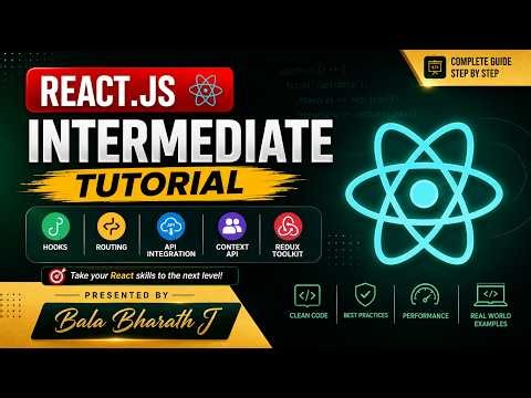 React.js Intermediate Tutorial | Hooks, Routing, API Integration, Context API & Redux Toolkit 🚀