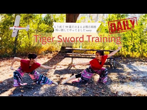 もう直ぐ59歳そのまんま稽古録画-怖い顔してやってましたsorry 12 26 25 #Tigersword With @MasterSongKungFu#kungfu Granny journey