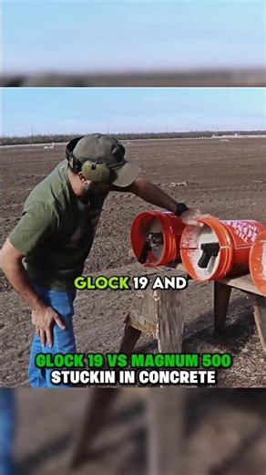 Glock 19 And Magnum 500 Stuck In Concrete