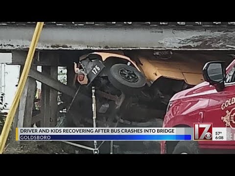 Driver and students recovering after school bus crashes into Goldsboro bridge