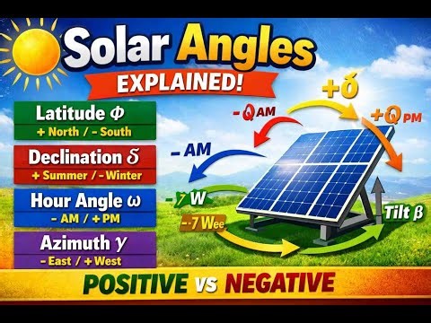 🌞 Solar Angles Explained! | Latitude, Declination, Hour Angle, Azimuth (+/- Signs)