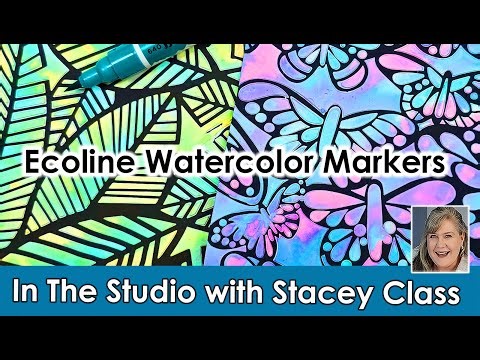 Ecoline Brush Tip Markers by Royal Talen's. Watercolor, Stencils and Modeling Paste Class 3 of 4
