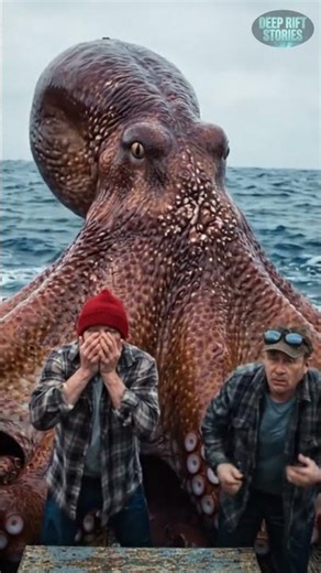 GIANT OCTOPUS ATTACKS BOAT 😱 (REALISTIC DEEP SEA HORROR FOOTAGE) #Shorts