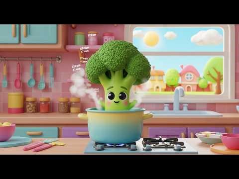 Broccoli Song for Kids 🥦 | Cute Broccoli in Cooking Pot | Nursery Rhymes & Baby Songs
