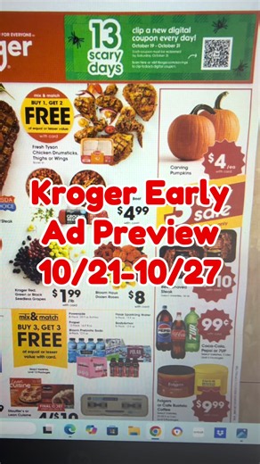 Kroger Early Ad Preview for 10/21-10/27 ##kroger #KrogerDeals #KrogerKrazy #krogeradpreview #krogerad