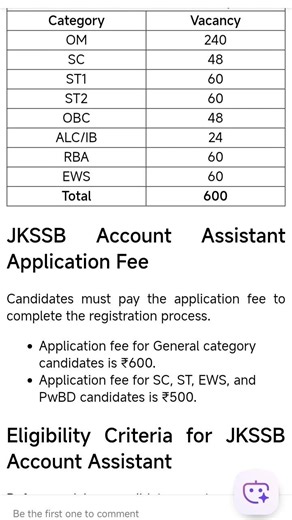 JKSSB Account Assistant Vacancy 2025