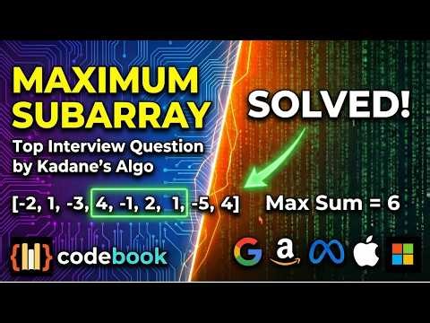 Maximum Sum Subarray | Explained in 10 min! | Brute Force to Kadane's Algorithm | O(n) | Java