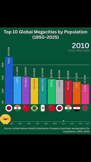 🌆 Rise of the Megacities (1950–2025) | Top 10 Global Population Race #megacity #population