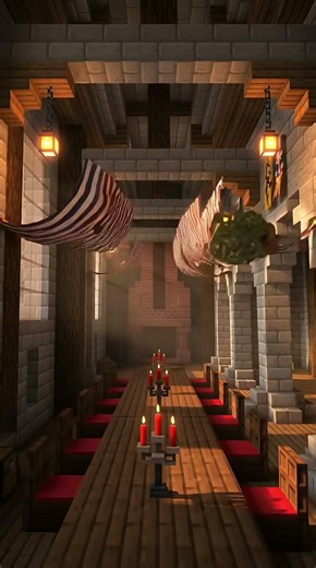Minecraft Medieval Castle Great Hall 🏰⚔️ #shorts